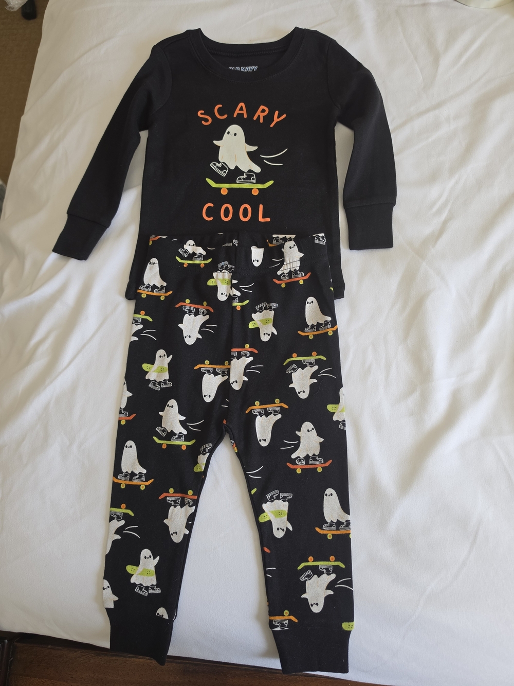 Kids Black 'Scary Cool' Ghost Skate Pajama Set 12-18M And 2t Shirt
